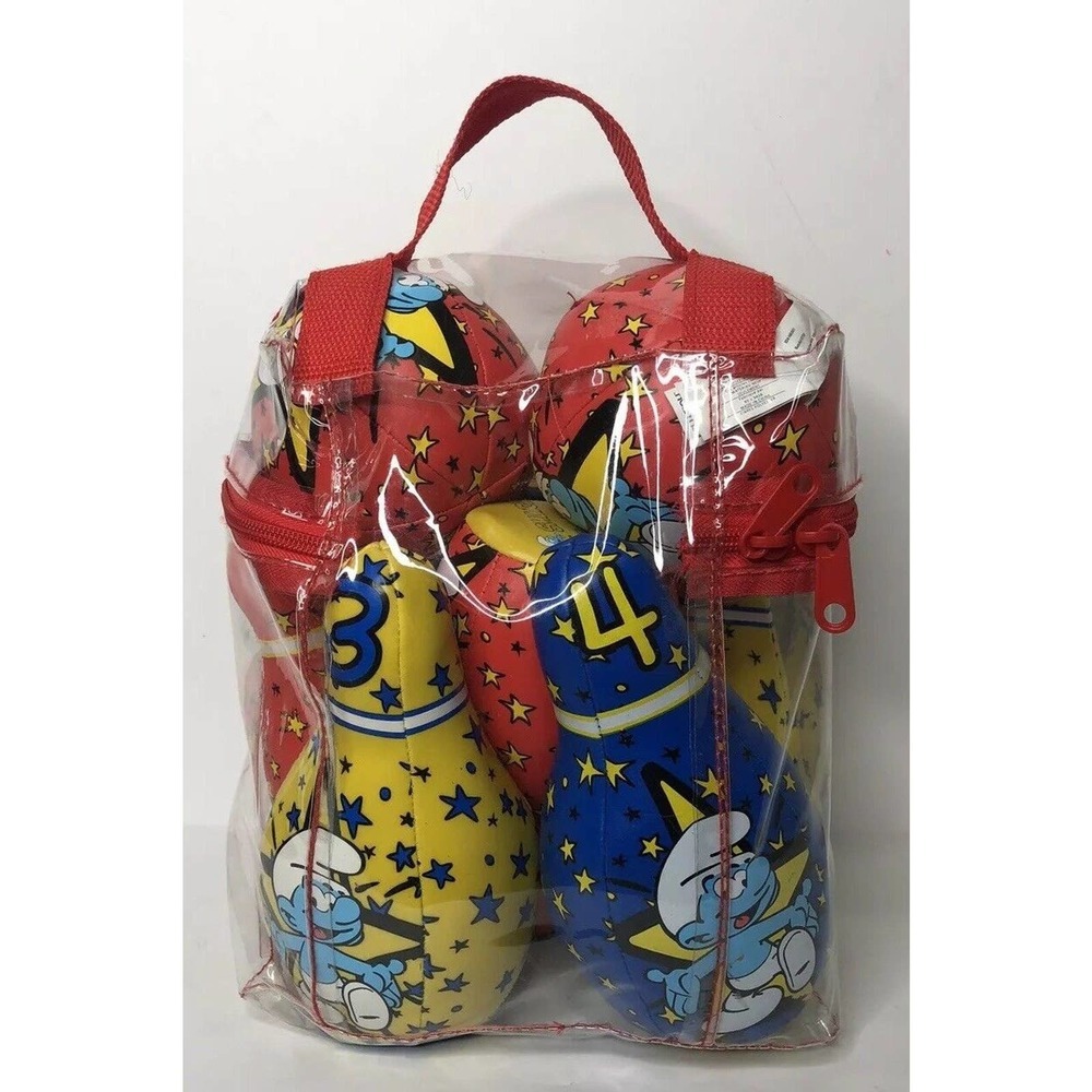 NEW Smurfs Bowling Set Kelly Toy Soft Vinyl Ball Pins Peyo 2013 PVC Sports